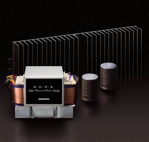 Трансформатор, конденсаторы и радиатор Onkyo TX-NR1030
